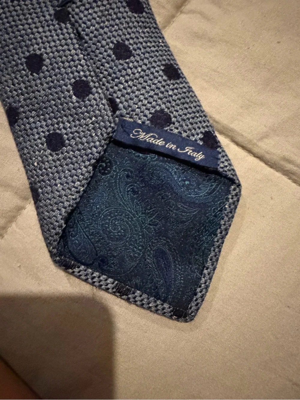 Charles Tyrwhitt Light Blue Knit Tie with Navy Polka Dots